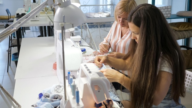 Equipo trabajando en taller de bordado